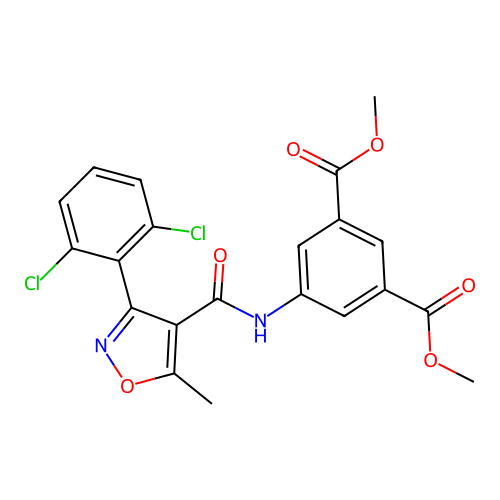 dimethyl 5-({[3-(2,6-dichlorophenyl)-5-methylisoxazol-4-yl]carbonyl}amino)isophthalate structure