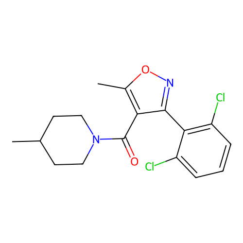 3-(2,6-Dichlorophenyl)-5-methylisoxazol-4-yl 4-methylpiperidyl ketone structure