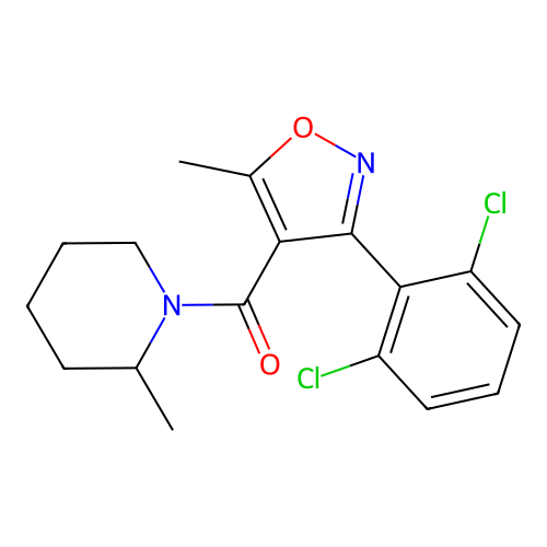 [3-(2,6-dichlorophenyl)-5-methyl-1,2-oxazol-4-yl](2-methylpiperidin-1-yl)methanone structure