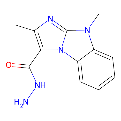 2,9-dimethyl-9H-imidazo[1,2-a]benzimidazole-3-carbohydrazide structure