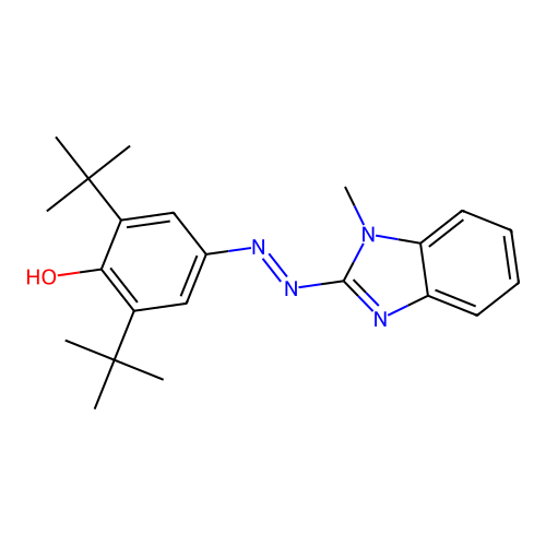 2,6-Di-tert-butyl-4-(1-methyl-1H-benzoimidazol-2-ylazo)-phenol structure