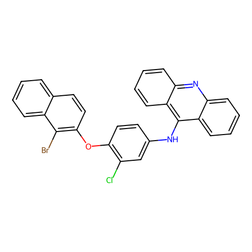 N-(4-((1-bromonaphthalen-2-yl)oxy)-3-chlorophenyl)acridin-9-amine structure