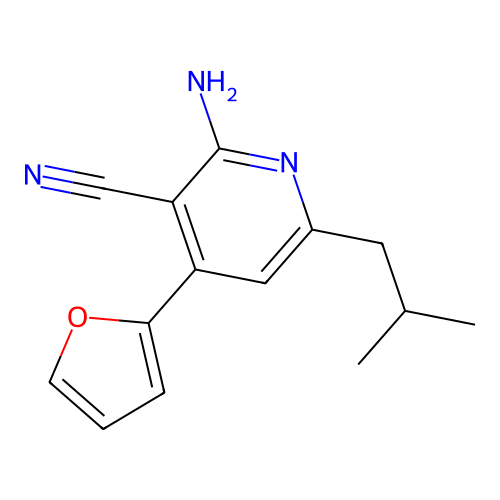 2-Amino-4-(furan-2-yl)-6-(2-methylpropyl)pyridine-3-carbonitrile structure