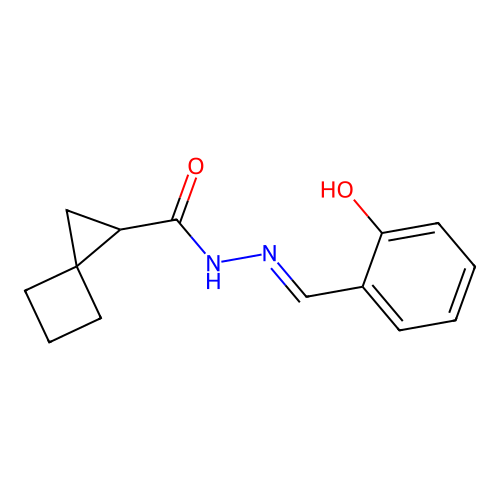 N-[(2-hydroxyphenyl)methylideneamino]spiro[2.3]hexane-2-carboxamide structure