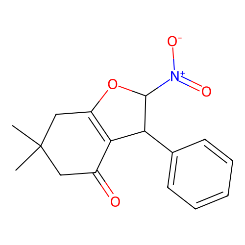 6,6-Dimethyl-2-nitro-3-phenyl-3,5,6,7-tetrahydro-2H-benzofuran-4-one structure