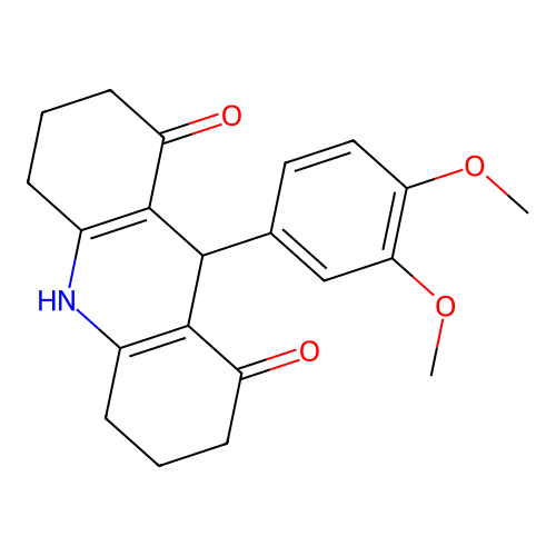 9-(3,4-dimethoxyphenyl)-8-hydroxy-3,4,5,6,7,9-hexahydroacridin-1(2H)-one structure