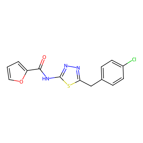 Furan-2-carboxylic acid [5-(4-chloro-benzyl)-[1,3,4]thiadiazol-2-yl]-amide structure