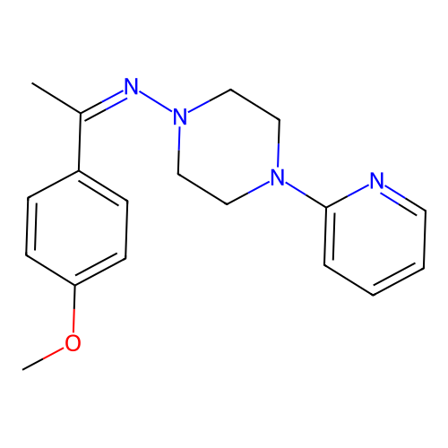 N-[(1Z)-1-(4-methoxyphenyl)ethylidene]-4-(pyridin-2-yl)piperazin-1-amine structure