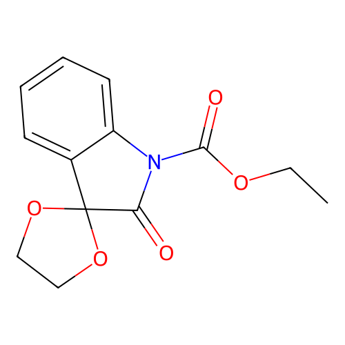 Ethyl 2'-oxospiro[[1,3]dioxolane-2,3'-indoline]-1'-carboxylate structure