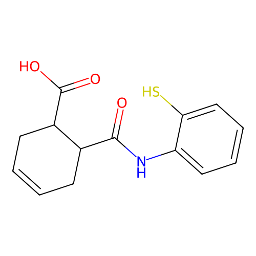 6-[(2-Sulfanylphenyl)carbamoyl]cyclohex-3-ene-1-carboxylic acid structure
