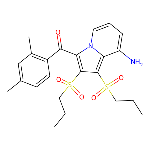 (8-Amino-1,2-bis(propylsulfonyl)indolizin-3-yl)(2,4-dimethylphenyl)methanone structure