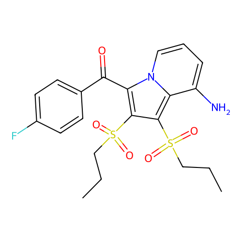 [8-Amino-1,2-bis(propylsulfonyl)indolizin-3-yl](4-fluorophenyl)methanone structure