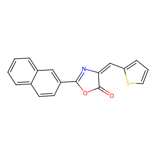 2-Naphthalen-2-yl-4-(thiophen-2-ylmethylidene)-1,3-oxazol-5-one structure