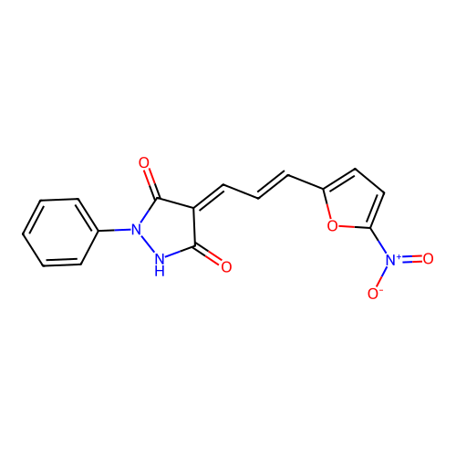 4-(3-(5-Nitrofuran-2-yl)allylidene)-1-phenylpyrazolidine-3,5-dione structure