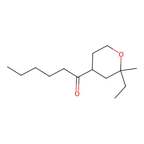 1-(2-Ethyl-2-methyloxan-4-yl)hexan-1-one structure