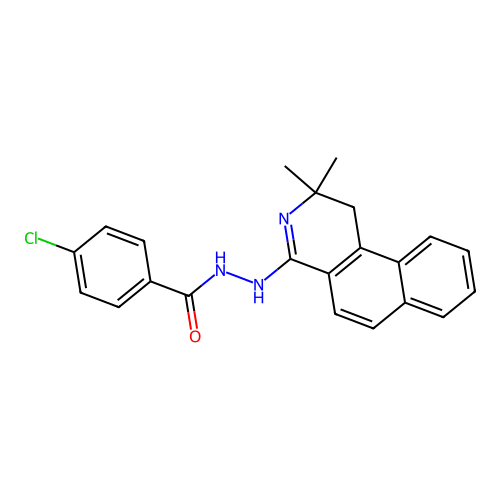 4-chloro-N'-(2,2-dimethyl-1,2-dihydrobenzo[f]isoquinolin-4-yl)benzohydrazide structure