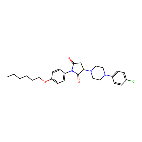3-[4-(4-Chlorophenyl)piperazin-1-yl]-1-[4-(hexyloxy)phenyl]pyrrolidine-2,5-dione structure