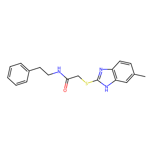 2-[(5-methyl-1H-benzimidazol-2-yl)sulfanyl]-N-(2-phenylethyl)acetamide structure