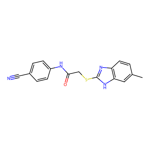 N-(4-cyanophenyl)-2-[(6-methyl-1H-benzimidazol-2-yl)sulfanyl]acetamide structure