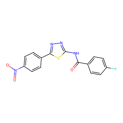 4-fluoro-N-[5-(4-nitrophenyl)-1,3,4-thiadiazol-2-yl]benzamide structure