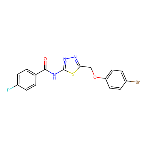 N-{5-[(4-bromophenoxy)methyl]-1,3,4-thiadiazol-2-yl}-4-fluorobenzamide structure