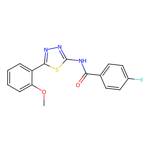 4-fluoro-N-[5-(2-methoxyphenyl)-1,3,4-thiadiazol-2-yl]benzamide structure