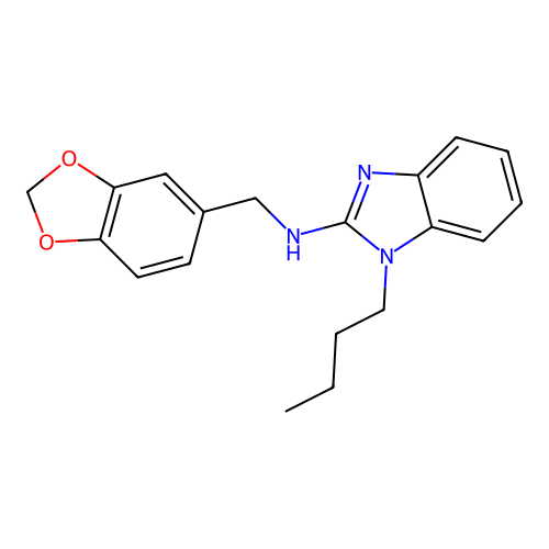 N-(1,3-benzodioxol-5-ylmethyl)-1-butyl-1H-benzimidazol-2-amine structure