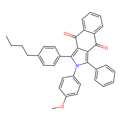 1-(4-butylphenyl)-2-(4-methoxyphenyl)-3-phenyl-2H-benzo[f]isoindole-4,9-dione structure