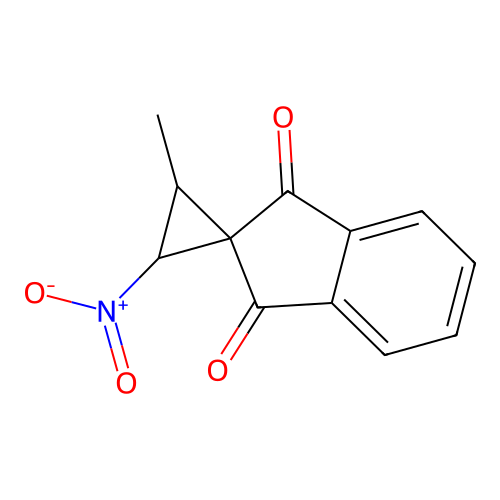 2-Methyl-3-nitrospiro[cyclopropane-1,2'-indene]-1',3'-dione structure
