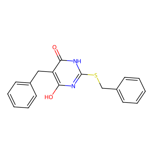 5-Benzyl-2-(benzylsulfanyl)pyrimidine-4,6-diol structure