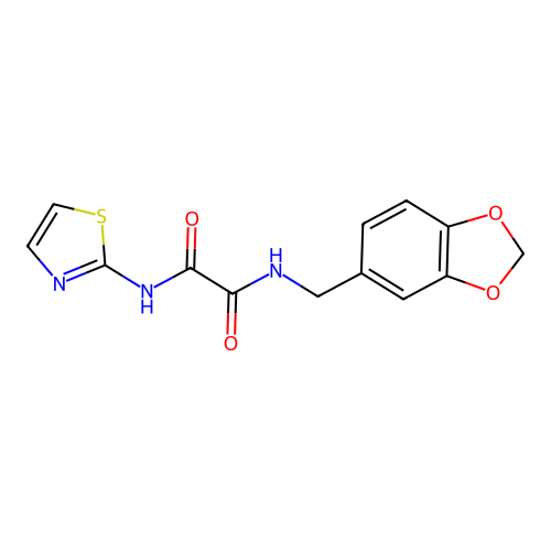 N-Benzo[1,3]dioxol-5-ylmethyl-N'-thiazol-2-yl-oxalamide structure