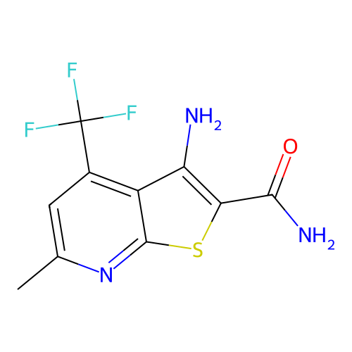 3-Amino-6-methyl-4-(trifluoromethyl)thieno[2,3-b]pyridine-2-carboxamide structure