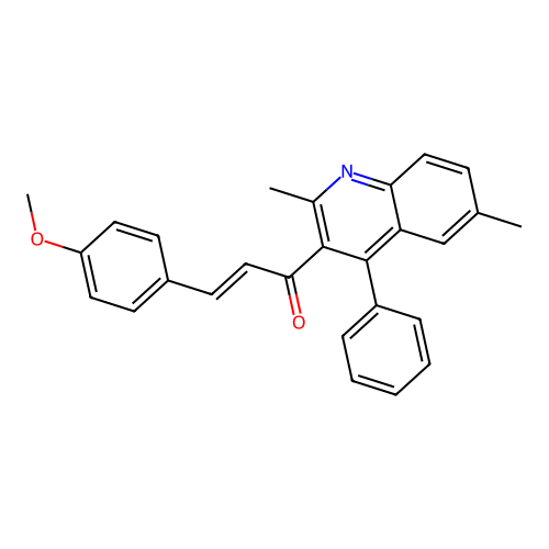 (E)-1-(2,6-dimethyl-4-phenylquinolin-3-yl)-3-(4-methoxyphenyl)prop-2-en-1-one structure