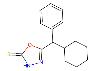 5-[cyclohexyl(phenyl)methyl]-3H-1,3,4-oxadiazole-2-thione structure