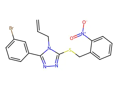 4-allyl-3-(3-bromophenyl)-5-({2-nitrobenzyl}sulfanyl)-4H-1,2,4-triazole structure