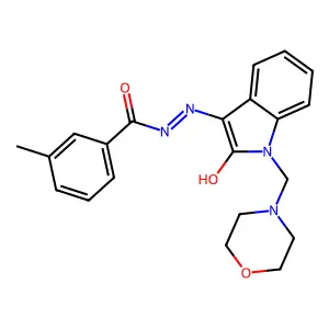 (Z)-3-Methyl-N'-(1-(morpholinomethyl)-2-oxoindolin-3-ylidene)benzohydrazide structure