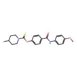 O-{4-[(4-methoxyanilino)carbonyl]phenyl} 4-methyl-1-piperidinecarbothioate structure