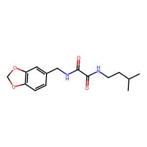 N'-(1,3-benzodioxol-5-ylmethyl)-N-(3-methylbutyl)oxamide structure