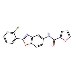 N-[2-(2-bromophenyl)-1,3-benzoxazol-5-yl]furan-2-carboxamide structure