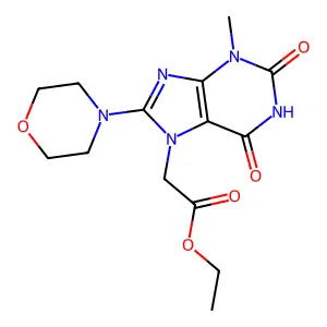 ethyl 2-(3-methyl-8-morpholino-2,6-dioxo-2,3-dihydro-1H-purin-7(6H)-yl)acetate structure