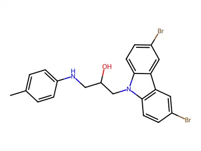 1-(3,6-dibromo-9H-carbazol-9-yl)-3-[(4-methylphenyl)amino]propan-2-ol structure