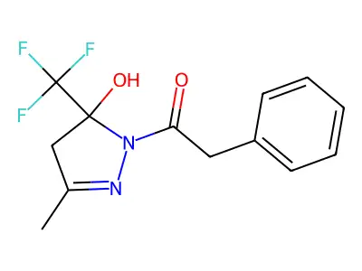 1-[5-hydroxy-3-methyl-5-(trifluoromethyl)-4H-pyrazol-1-yl]-2-phenylethanone structure