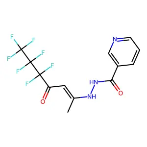 N'-(5,5,6,6,7,7,7-heptafluoro-4-oxohept-2-en-2-yl)pyridine-3-carbohydrazide structure
