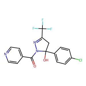 2-Pyrazolin-5-ol, 5-(4-chlorophenyl)-3-trifluoromethyl-1-(4-pyridylcarbonyl)- structure