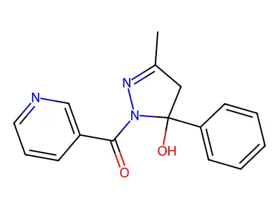 (5-hydroxy-3-methyl-5-phenyl-4H-pyrazol-1-yl)-pyridin-3-ylmethanone structure
