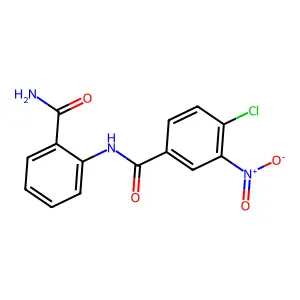 N-(2-carbamoylphenyl)-4-chloro-3-nitrobenzamide structure