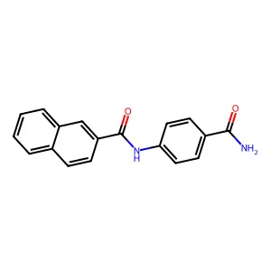 N-(4-carbamoylphenyl)naphthalene-2-carboxamide structure