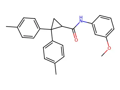 N-(3-methoxyphenyl)-2,2-bis(4-methylphenyl)cyclopropane-1-carboxamide structure