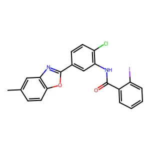 N-[2-chloro-5-(5-methyl-1,3-benzoxazol-2-yl)phenyl]-2-iodobenzamide structure