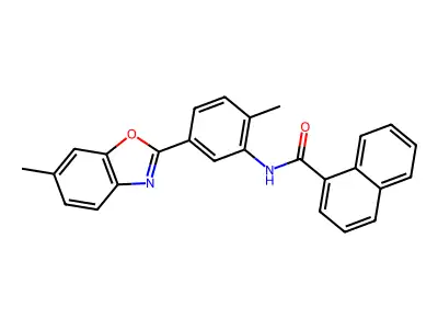 N-[2-methyl-5-(6-methyl-1,3-benzoxazol-2-yl)phenyl]naphthalene-1-carboxamide structure